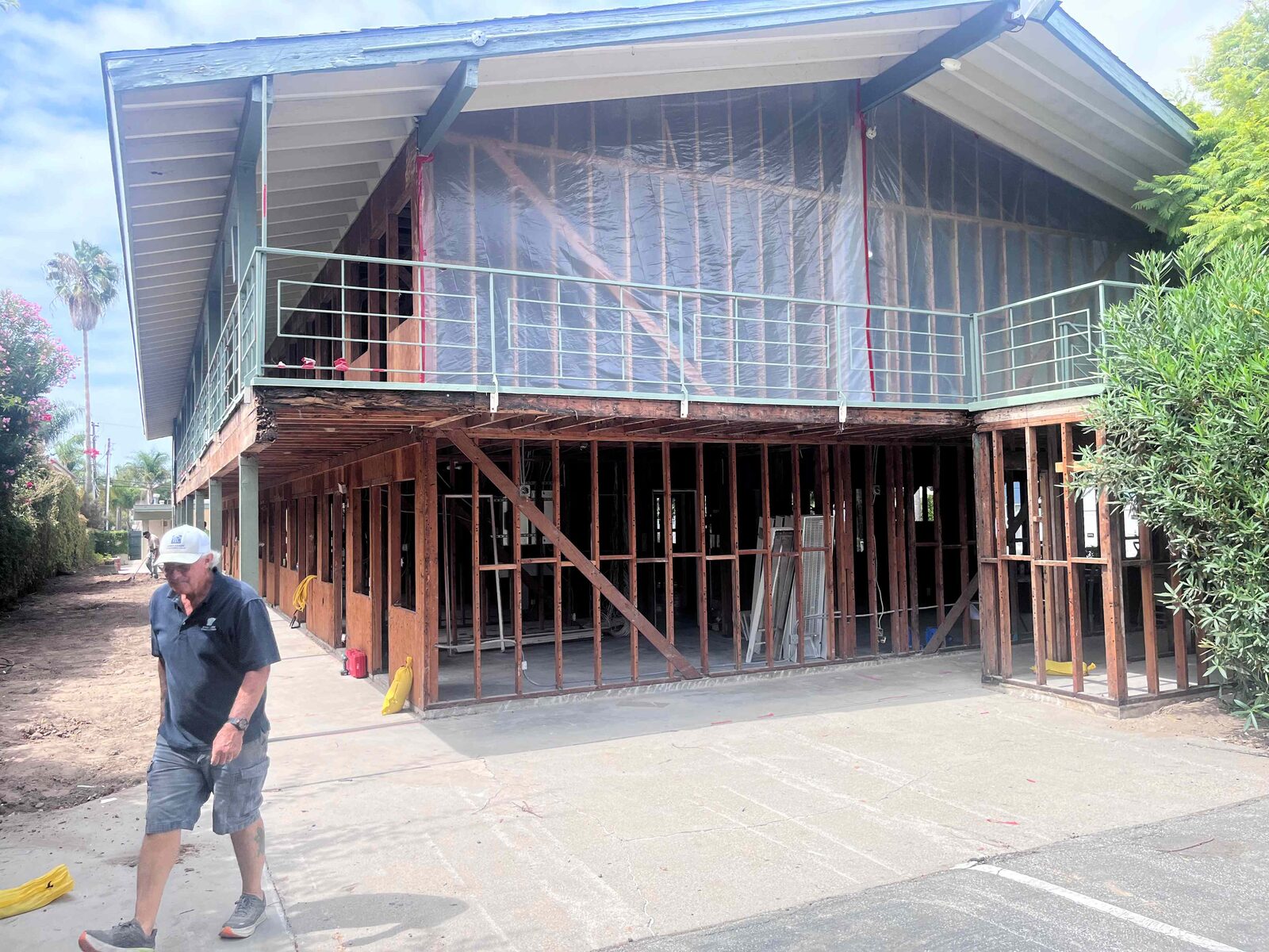Lambda Chi Alpha chapter house exterior during remediation phase, September 2026